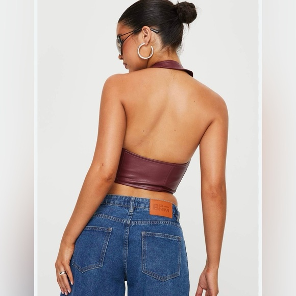 Princess Polly Palladia Pu Jordy Corset Burgundy Size 12 - Picture 7 of 11